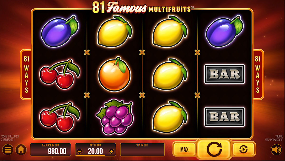 „81 Vegas Multifruits“, kūrėjas „Synot Games“.